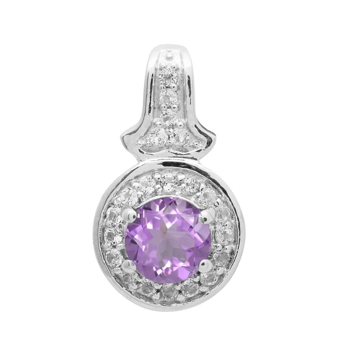 

Multi Stone Round Solitaire Halo Pendant - 925 Sterling Silver