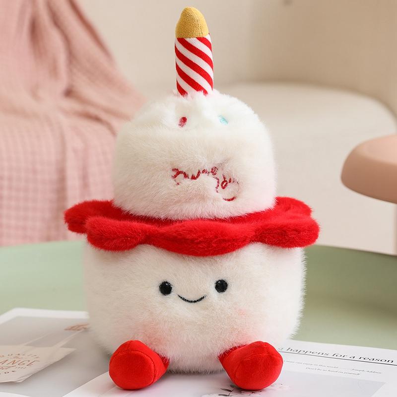 Two Layers Cake Plush Pillow Stuffed Kawaii Sweet Smiling Face Cushion Human Figured With Legs Decoration Party Prop Gift