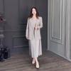 Elegant Women's Solid Color Two-Piece Suit & Long Dress - 2024 Autumn Collection