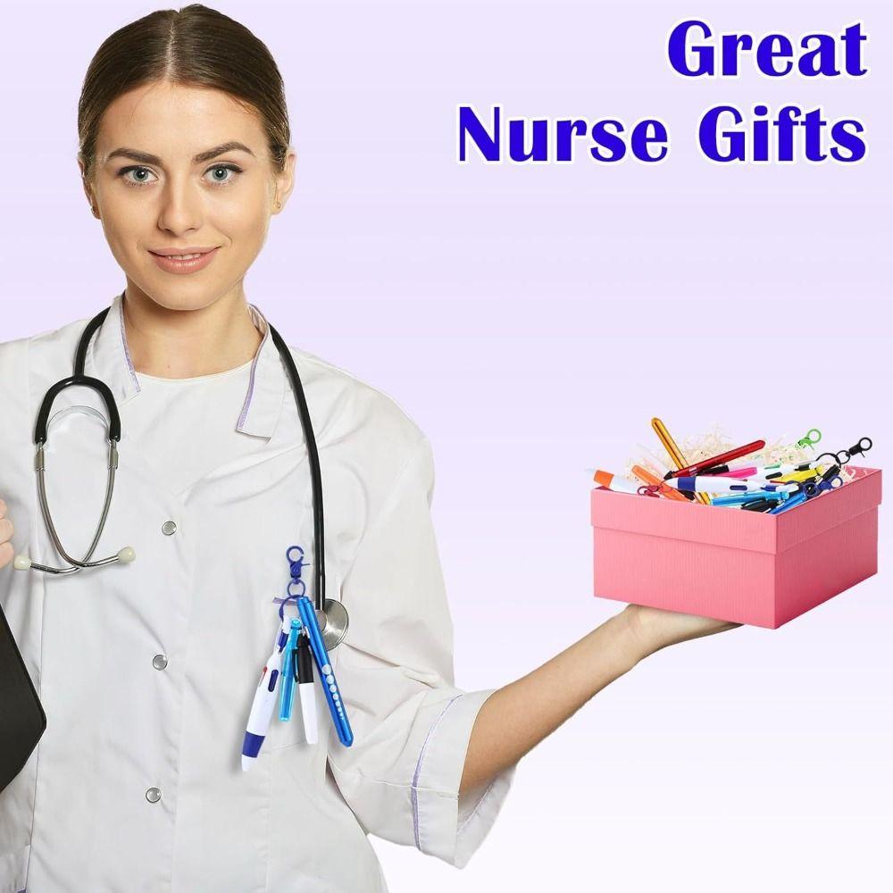Gift Retractable Nurse Pen Set Multi-Functional LED Light Badge Reel ID Badge Holder Office