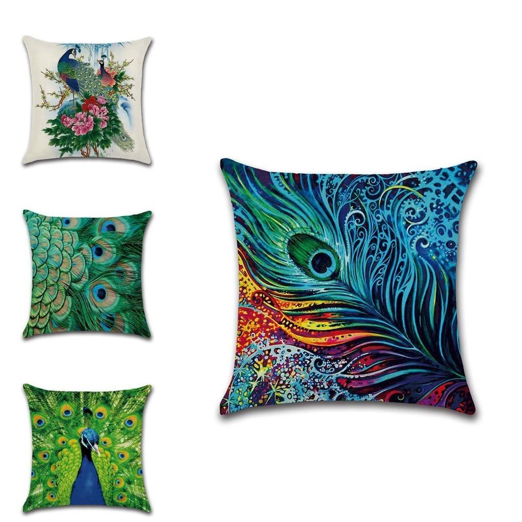 Elegant Peacock Feathers Sofa Bed Car Home Decoration Pillow Case For Stylish Interiors