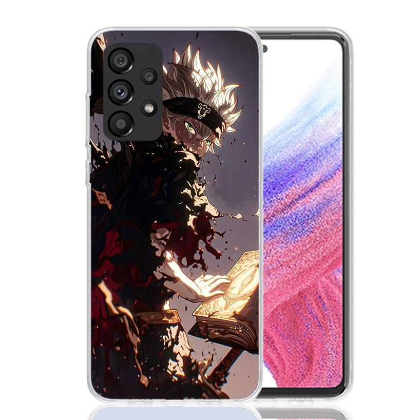 Black C-Clovers Anime Phone Case For Samsung Galaxy A52 A32 A22 A12 A02S A50S A30S A51 A31 AA71 Note 20 Ultra 10 S10 Plus Galaxy