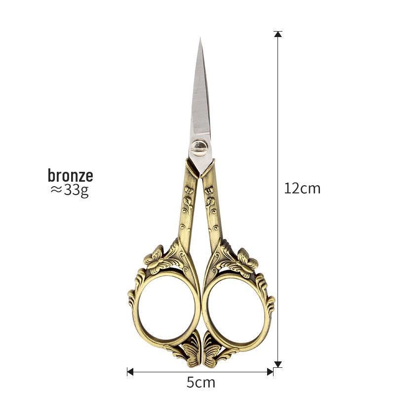 Vintage Butterfly Embroidered Thread Snipper Scissors: Compact, Exquisitely Carved, Pointed Tip Sewing & Paper Cutter.