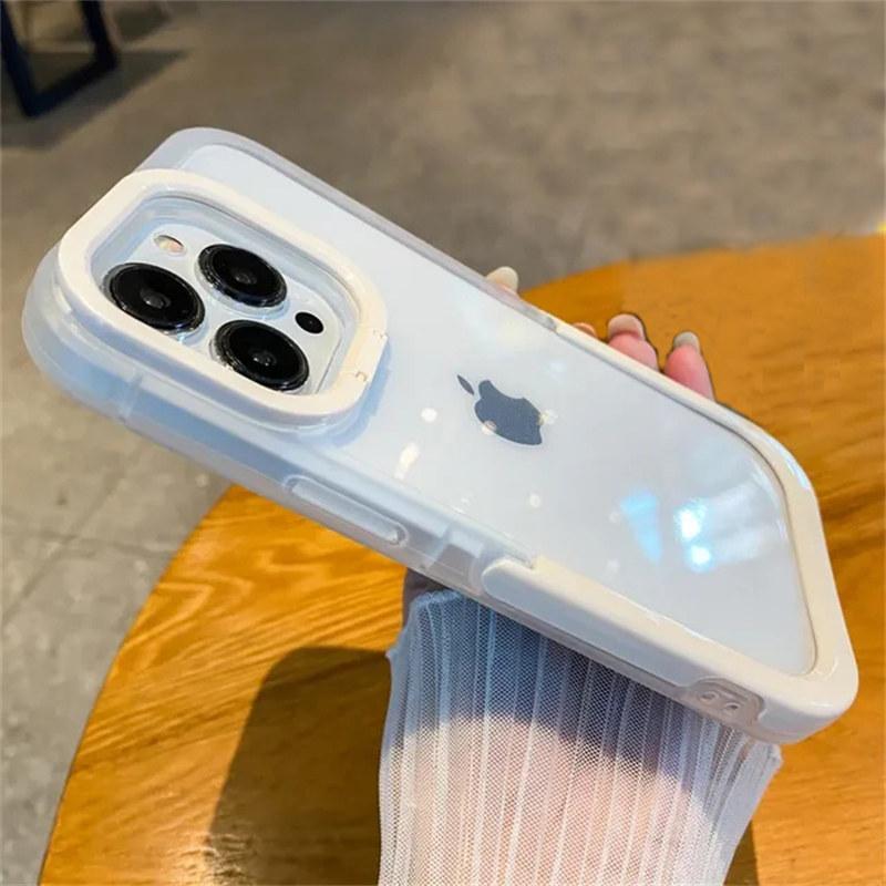 Průhledný držák stojánku na nárazník Pouzdro na telefon pro iPhone 13 12 11 14 15 Pro Max 13Pro XR XS Max X 11 Nárazuvzdorná ochrana fotoaparátu Zadní kryt