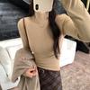 T-shirt Invernale da Donna Grigia a Collo Alto Slim-Fit Manica Lunga - Stile Trendy 2026