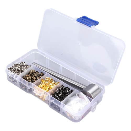 400-Piece 3mm Plated Copper Metal Grommet Kit with Storage Box for Clothing Repair