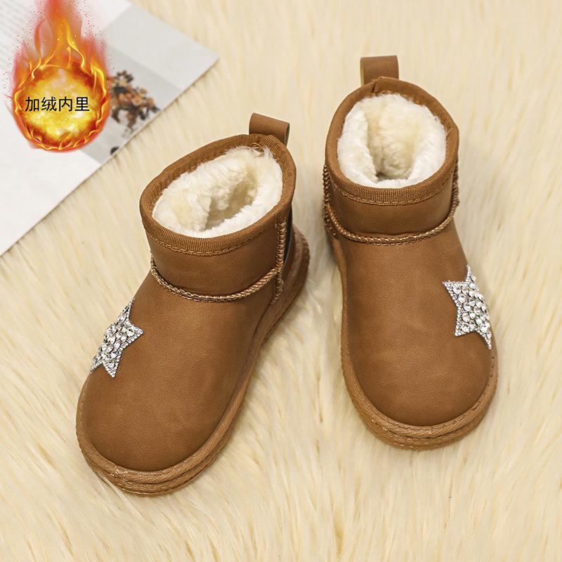 

Зимние детские сноубутсы для мальчиков и девочек, хлопковые ботинки, звезды со стразами, модная корейская версия, детские хлопковые ботинки, короткие ботинки 37