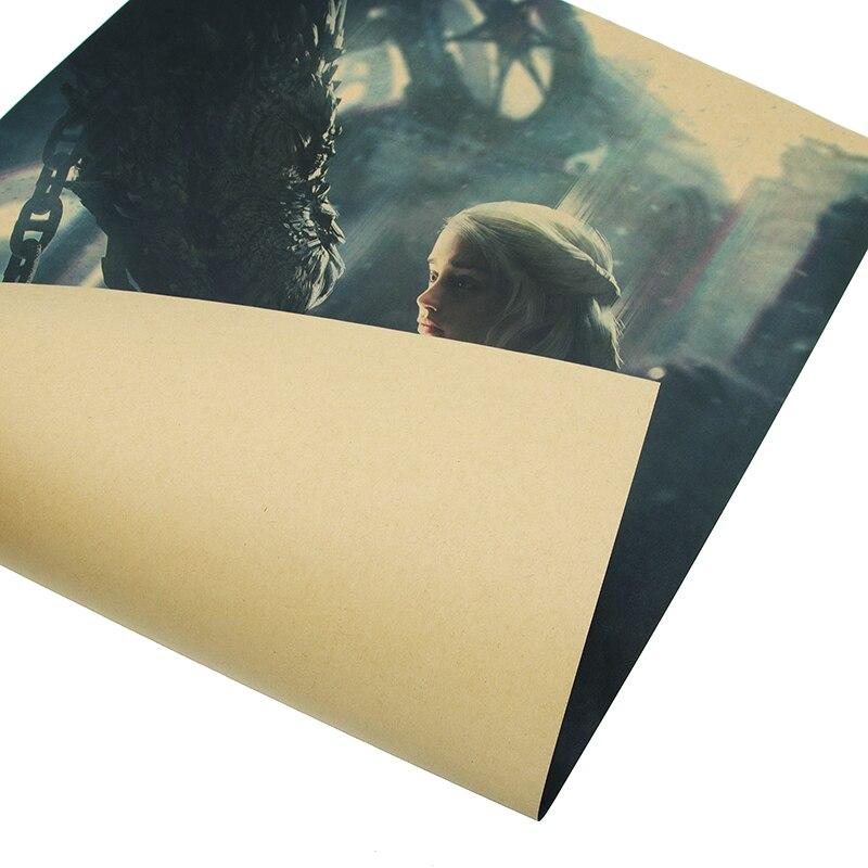 DLKKLB Game of Thrones Poster Vintage Kraft Paper Classic TV Series Poster Bar Cafe Decorative Wall Sticker 50.5X35cm