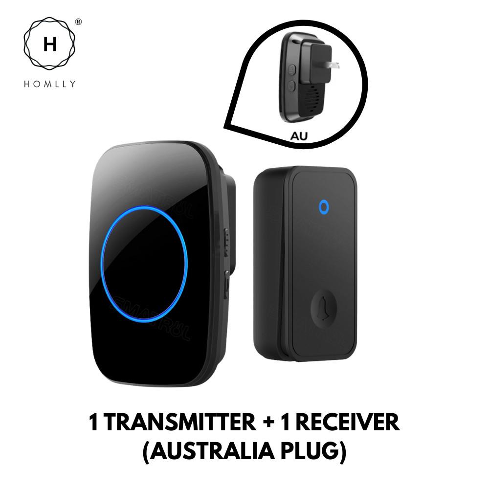 HOMLLY Self-Powered Wireless Waterproof Electric Door Bells with 60 Chimes & 5-Level Volume LED Flash