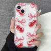 Red Cherry Clear Silicone Wave Phone Case For Samsung Galaxy S23 S24 S25 S26 Ultra S22 S21 S20 Plus FE A35 A54 A55 Cover
