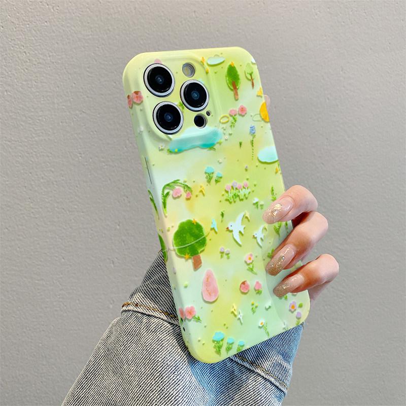 Creative Swallow Oil Painting iPhone 14-17 Pro Max Protective Cartoon Phone Case