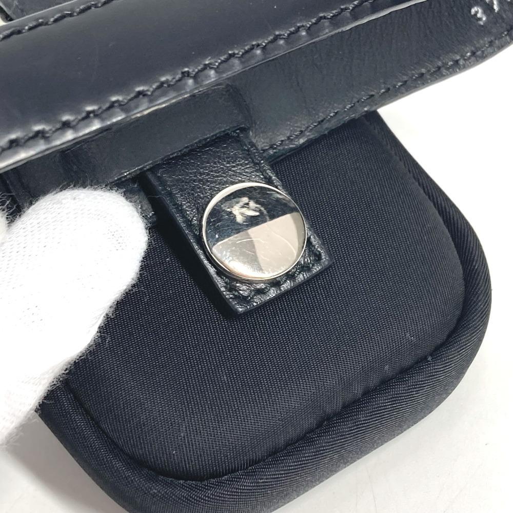 PRADA triangle logo plate Mini multi-pouch with belt Pouch Leather / Nylon Black