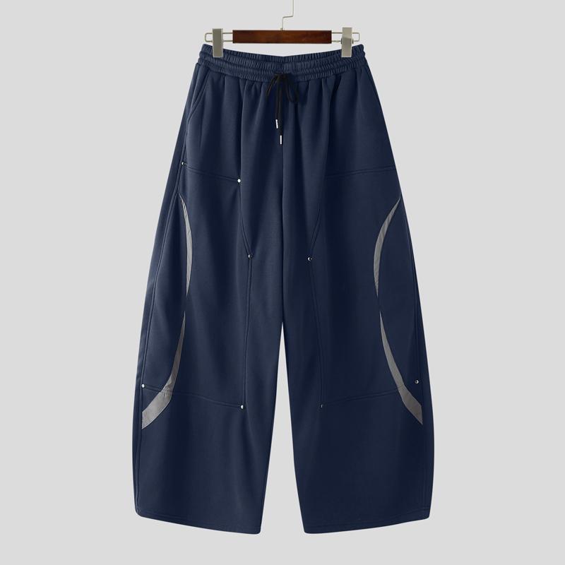 INCERUN Men Elastic Waist Casual Stitching Sports Sweatpants Long Pants with Pockets