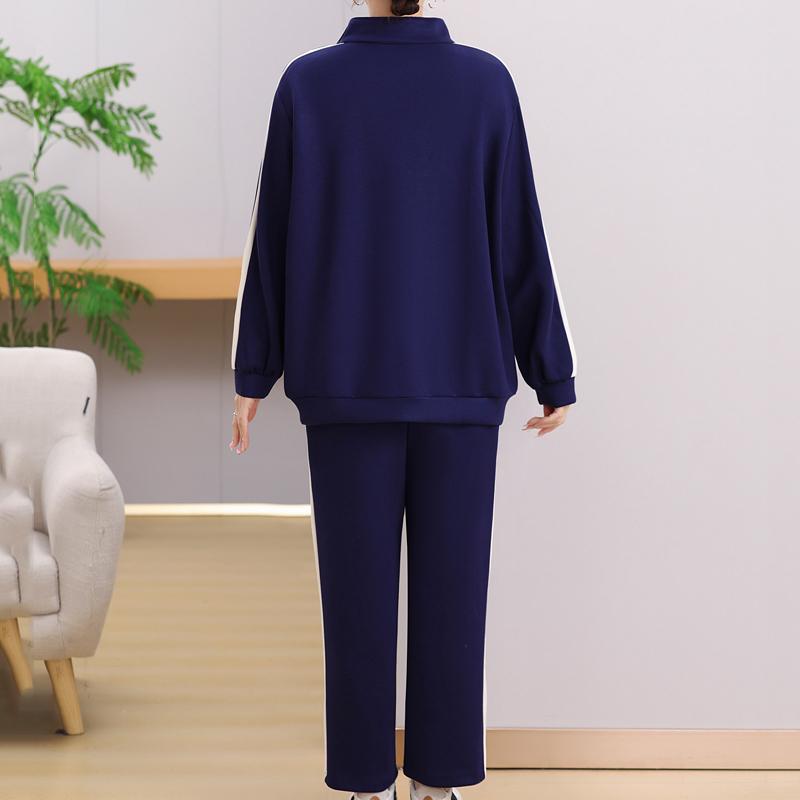 Elegantní nadměrné soupravy pro ženy Vintage oblečení Jaro Podzim Nadměrná dámská dvoudílná souprava