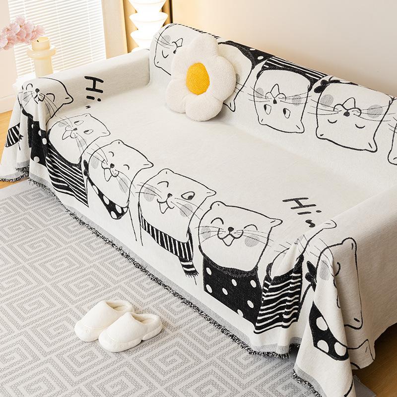 Chenille Anti-Scratching Sofa Towel Full Cover Cloth Cartoon Creative Dust-Proof All-Inclusive Universal Sofa Cover Non-Slip Seat Cushion
