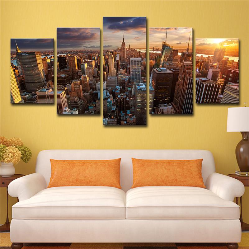 Buy 5 Pieces HD Prints Canvas Poster Wall Art New York City Building
