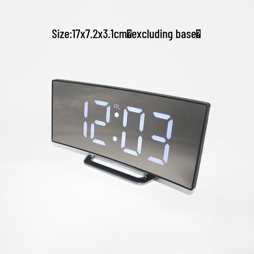 Creative Curved Surface LED Mirror Clock with Large Display and Silent Alarm