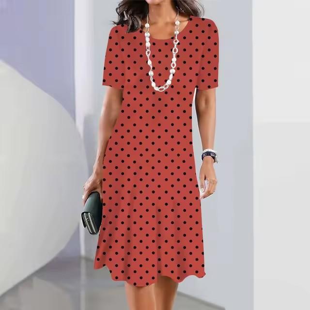Elegant Fashion Short Sleeve T-shirt Dress Beach Vacation Midi Dresses Women 3d Print Clothing