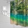 Natural Scenery Shower Curtains Green Tree Floral Plant Landscape Pattern Spring Summer Bathroom Decor Polyester Cloth Curtain