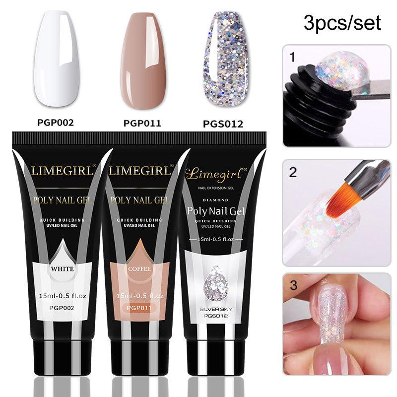 LIMEGIRL 6 Colors Gel Polish Set Shimmer Purple Mint Nude Nail Art Kit Low Odor Quick Dry Long Lasting