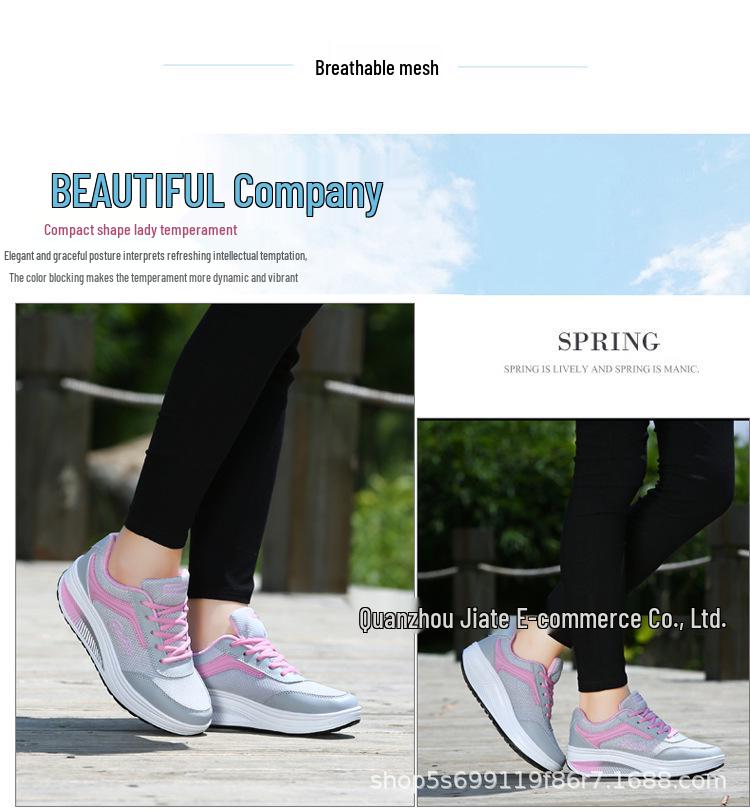 Cross 2023 Autumn Women's Height-Boosting Mesh Rocking Shoes - Thick Sole Casual Running Sneakers