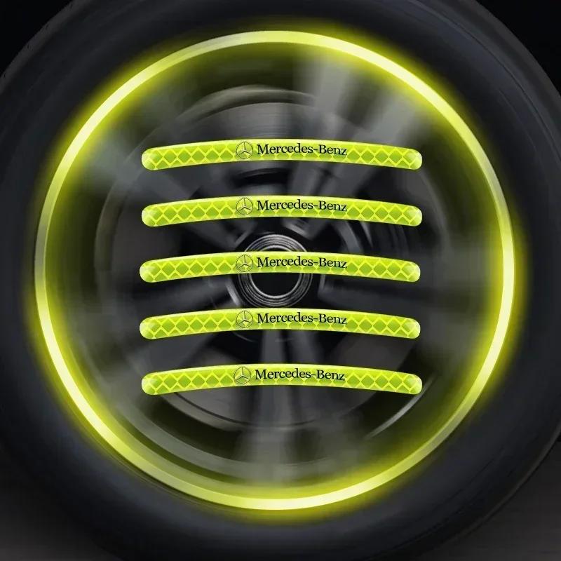 CSC1 Car Wheel Fluorescent Sticker Hub Sticker Reflective Warning for Mercedes Benz B/C/E/S Class A Class C200L GLC GLK New CLA GLA