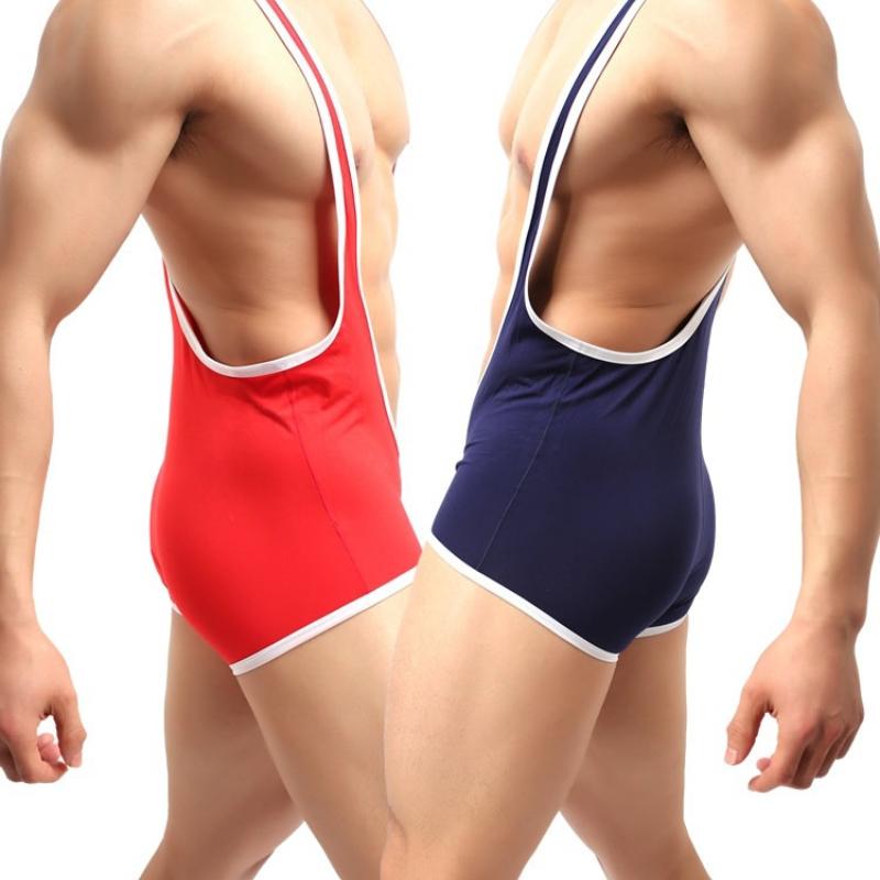 Men'S Undershirt Strap Wrestling Suit Modal Bodysuit Hollow High Elastic Bikini Underwear Workout Gym Bodybuilding Bodyshaper