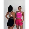 Akiyo Studio Fashion Pitaya Color Elastic Waistband Lace-up Pocket Curved Edge Candy Color Running Sports