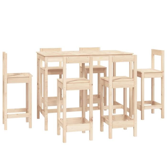 VidaXL Bar Set 7 Pcs Bistro Furniture Set Dining Room Kitchen Pub Furniture Indoor Wood 3124712