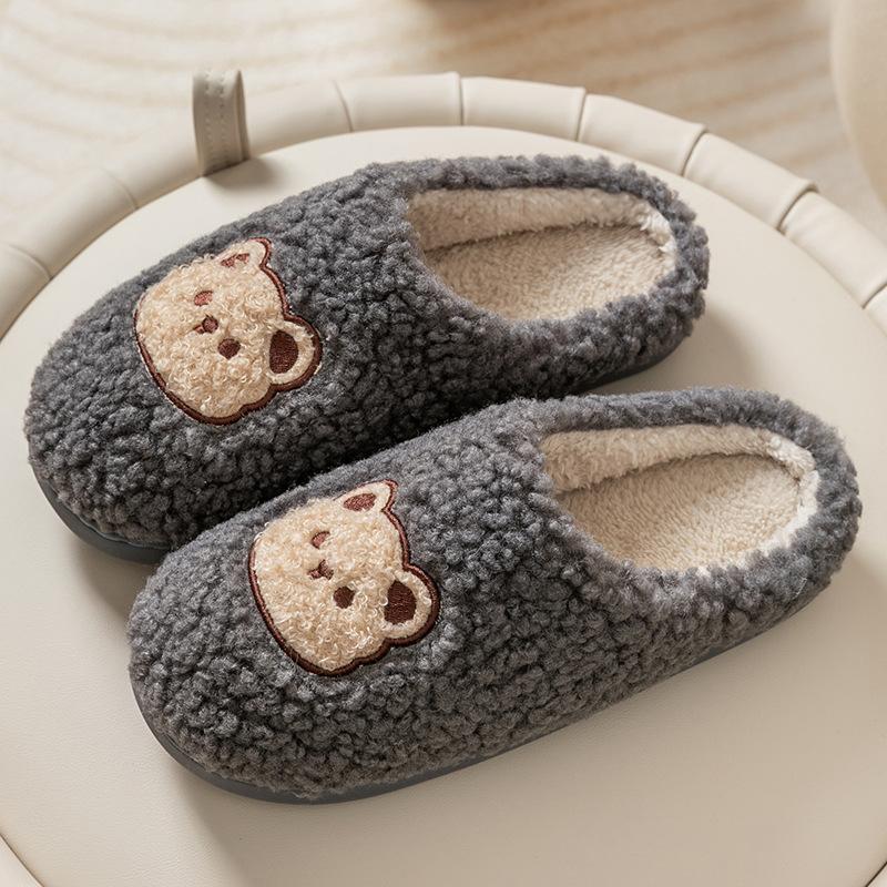 Cotton slippers women's autumn and winter new home indoor warm non-slip soft sole plush couple cotton shoes men
