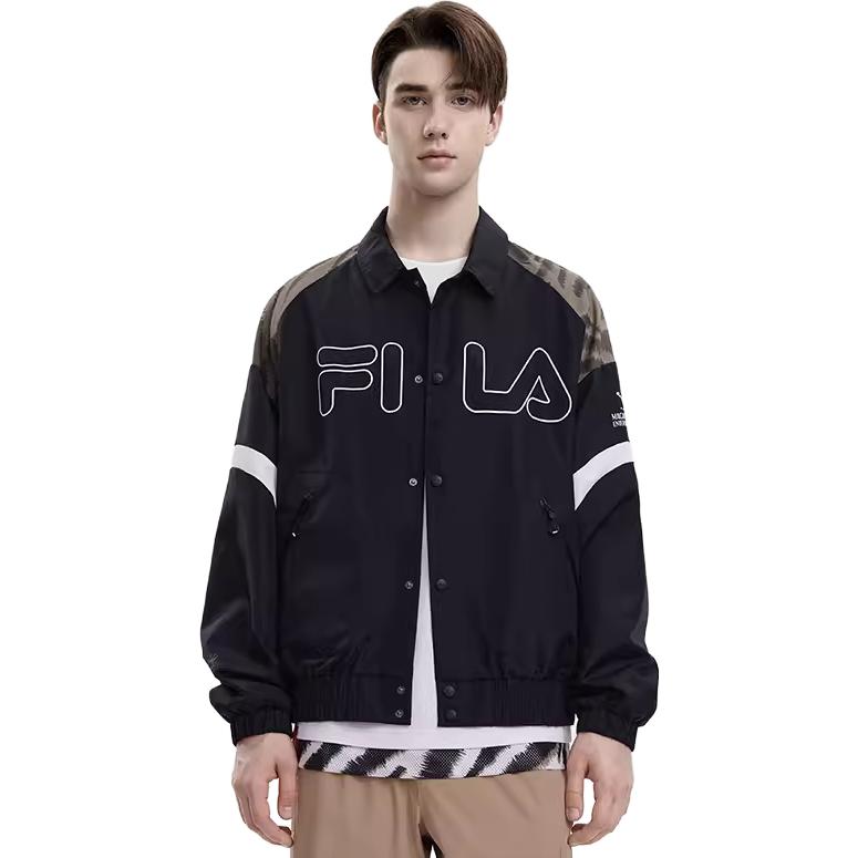 FILA 2023 Autumn New Fashion Casual Lapel Long Sleeve Woven Jacket Men jackets Black F11M339703FBK