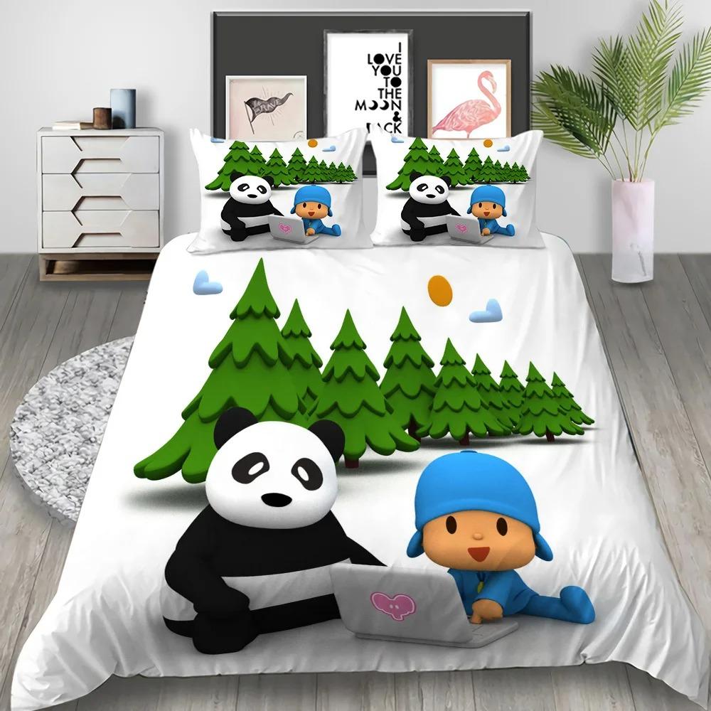 3D Fun P-Pocoyo Elly Pato Cartoon Duvet Cover,Soft Throw Bedding Bedroom Decor for Home Bedroom Bed Cover Kids Gift