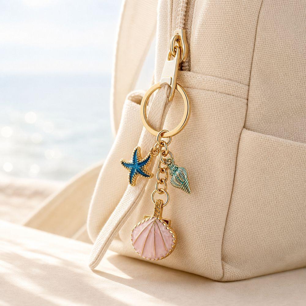 Gold Tone Shell Keychain Alloy Seashell Keychain New Bag Charm Backpack Accessory