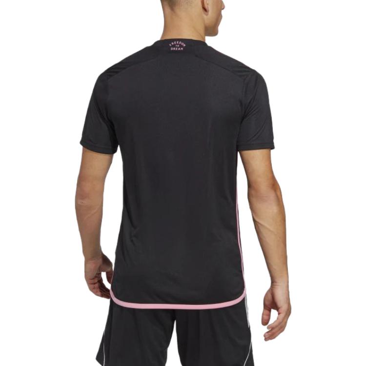 Adidas Alphabet Logo Pattern Print Three Stripes Crew Neck Short Sleeve Soccer Jersey, 23-24 Season, MLS Inter Miami CF Away Fan Version HI1888