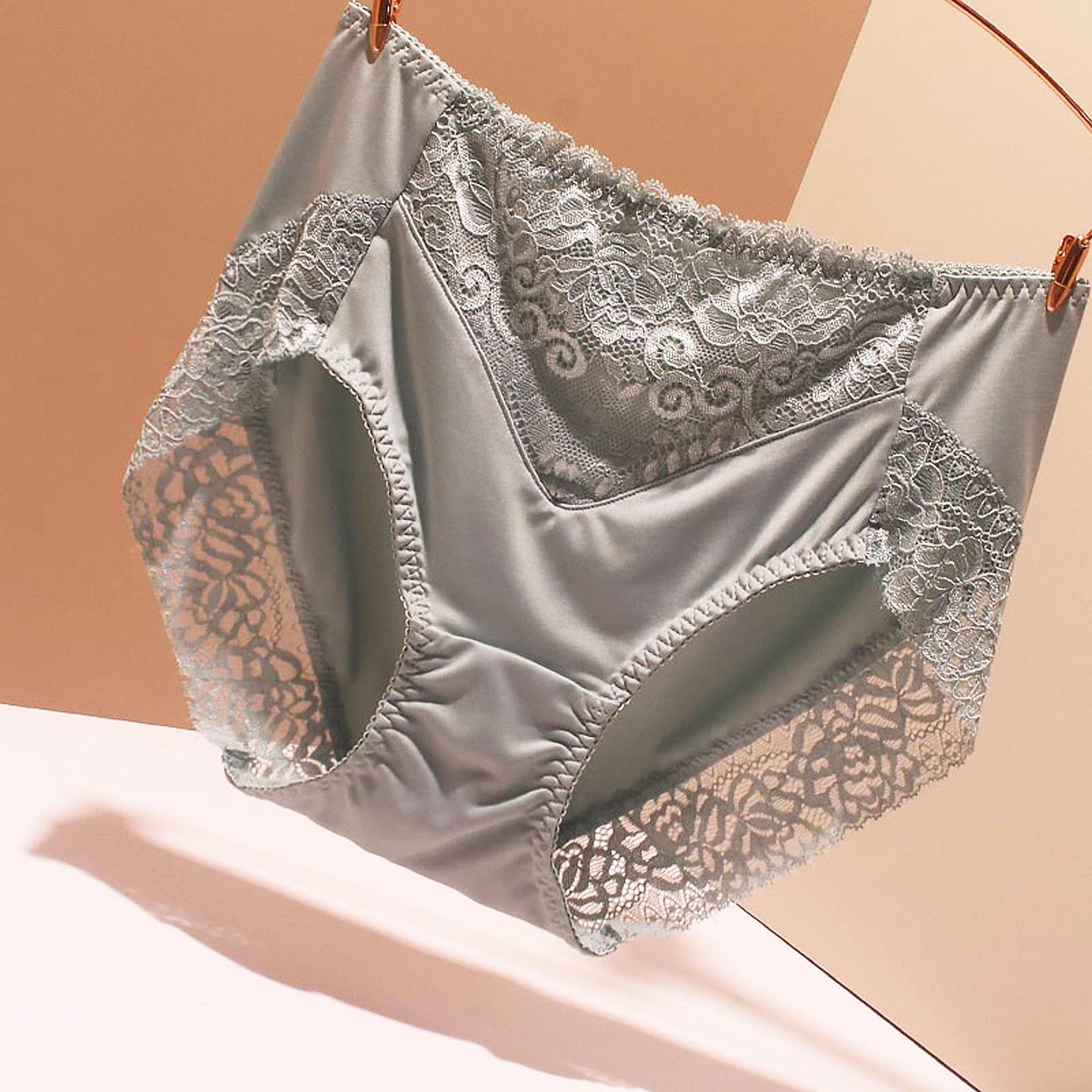 

Plus Size Women s Seamless Milk Silk Lace Briefs - 2025 Mid-High Waist Pure Cotton Crotch Hip-Wrap. XLarge зелёный