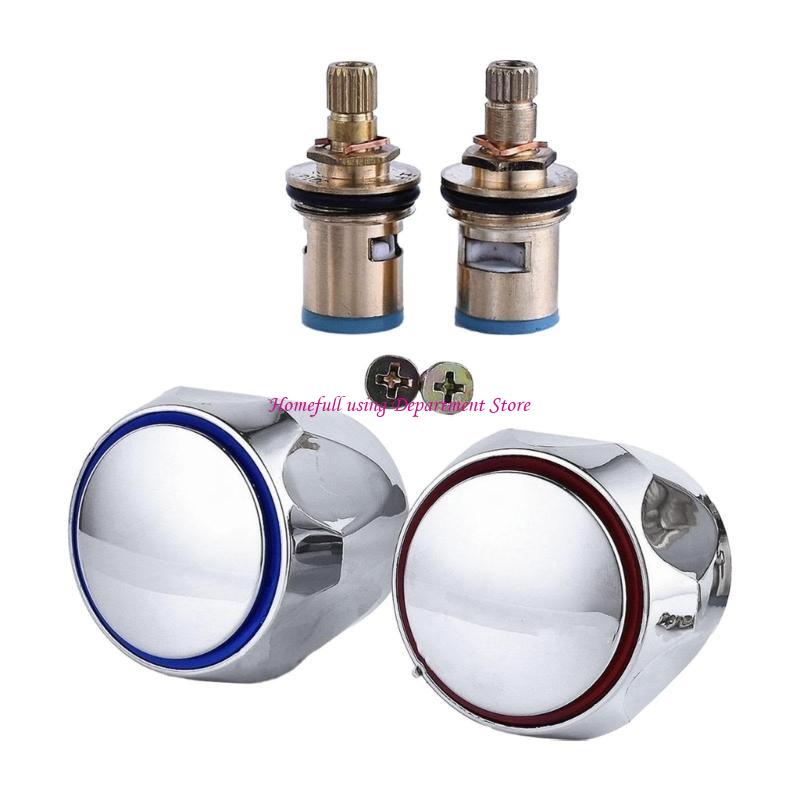 

Ergonomic Bath Faucet Handles Bathroom Faucet Knob Set for Comfortable Grip Complete set of red