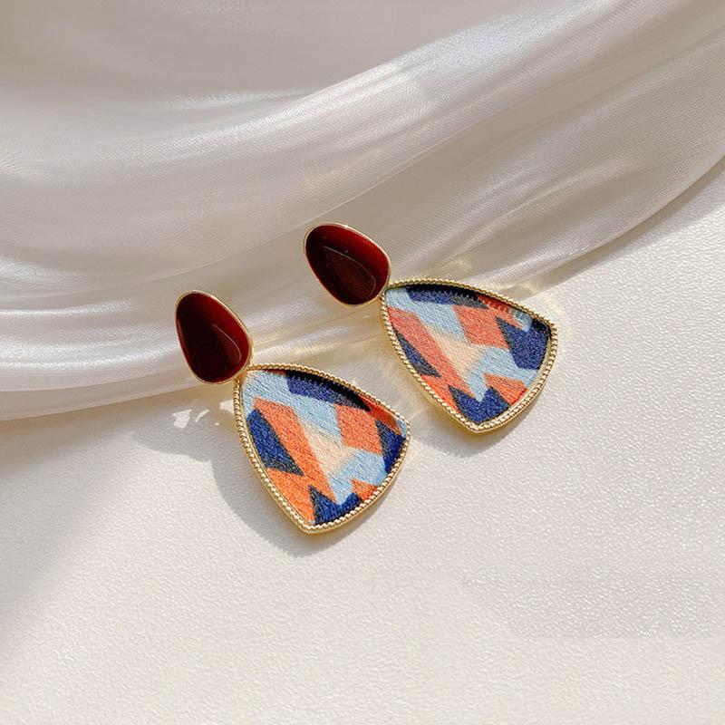 

Женские серьги-подвески с нестандартной геометрией, уникальный дизайн, эмаль, масло, леопард, бархат, висячие серьги, вечерние модные ювелирные изделия как