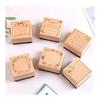Wooden Rubber Stamp Set of 6 Cute Cat Design Memo Pad Calendar Pattern Notebook Diary Scrapbooking 5x5cm Natural Wood Notebook Stamp