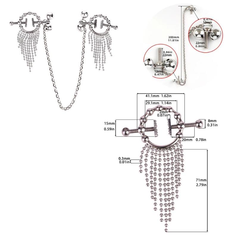 Verstellbare Brustklemmen aus Edelstahl mit Kette – Nippelklemmen-Set für Frauen, Bondage-Fessel & Sklavenspiel Sexspielzeug