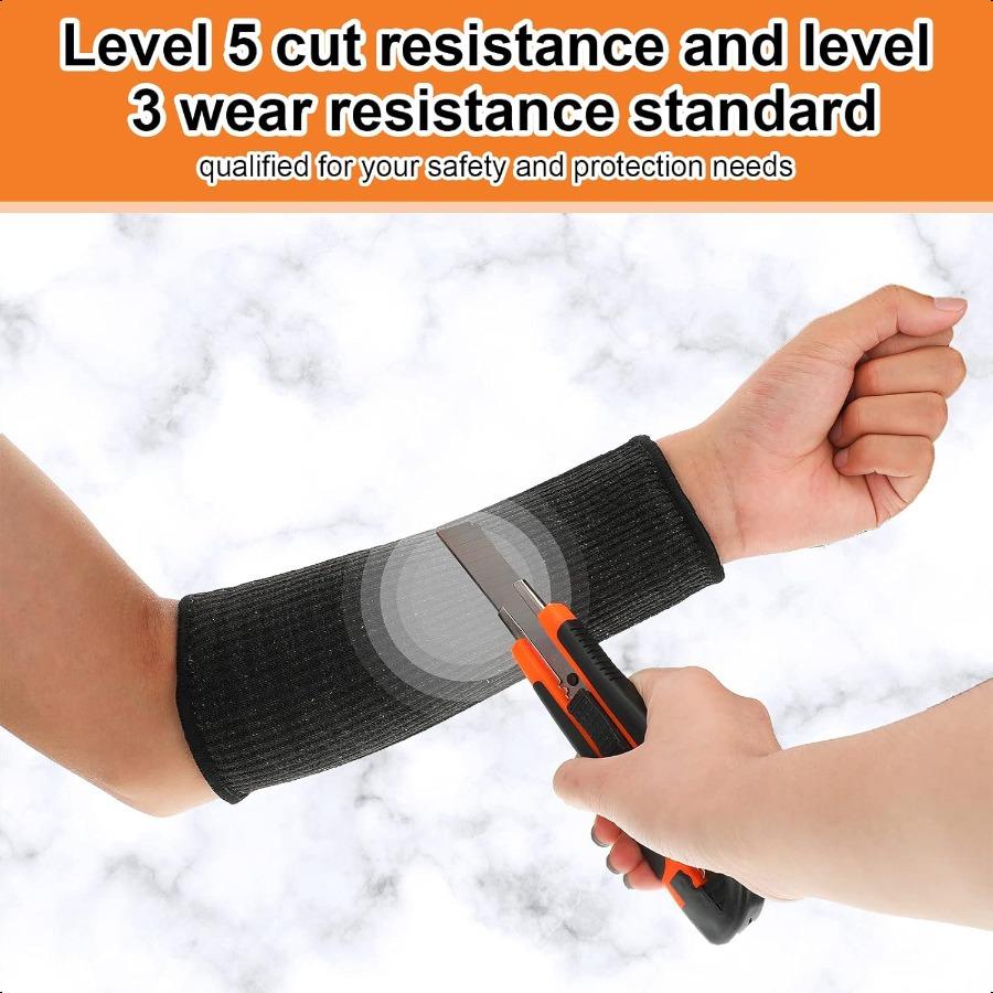 4 Pair Protective Arm Sleeves for Thin Skin AntiCut Burn Resistant Cover Forearm Sleeve for Cooking Construction Black 7.9 Inch