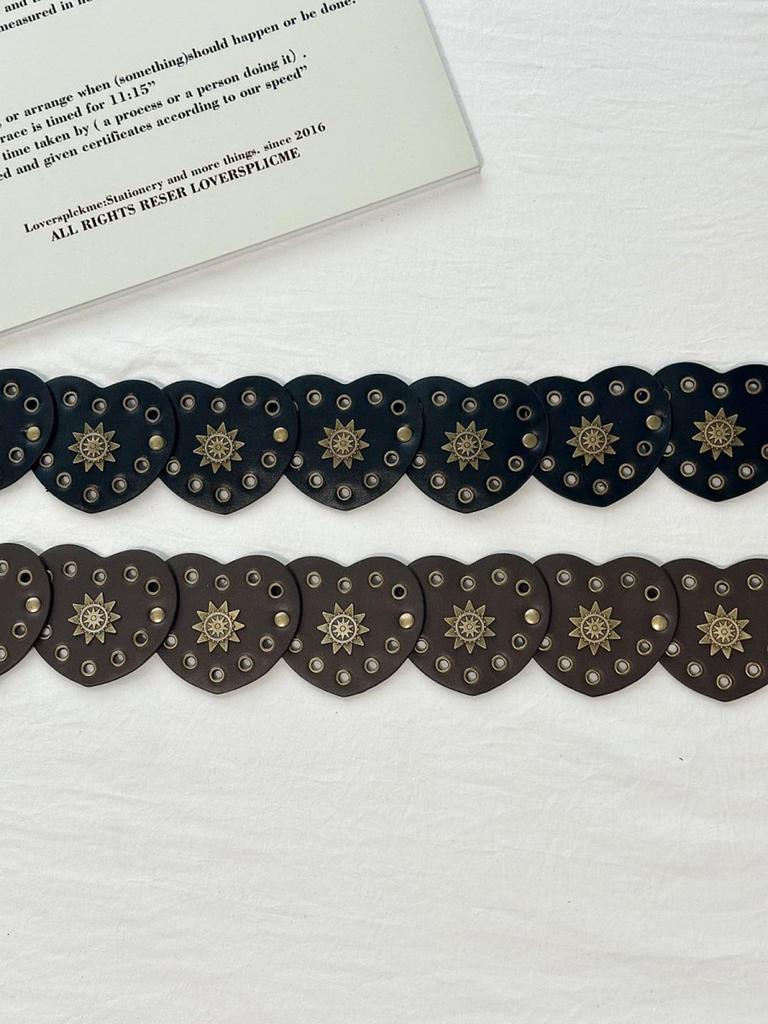 Punk Style Women's Leather Patchwork Heart Waist Chain Belt with Rivets