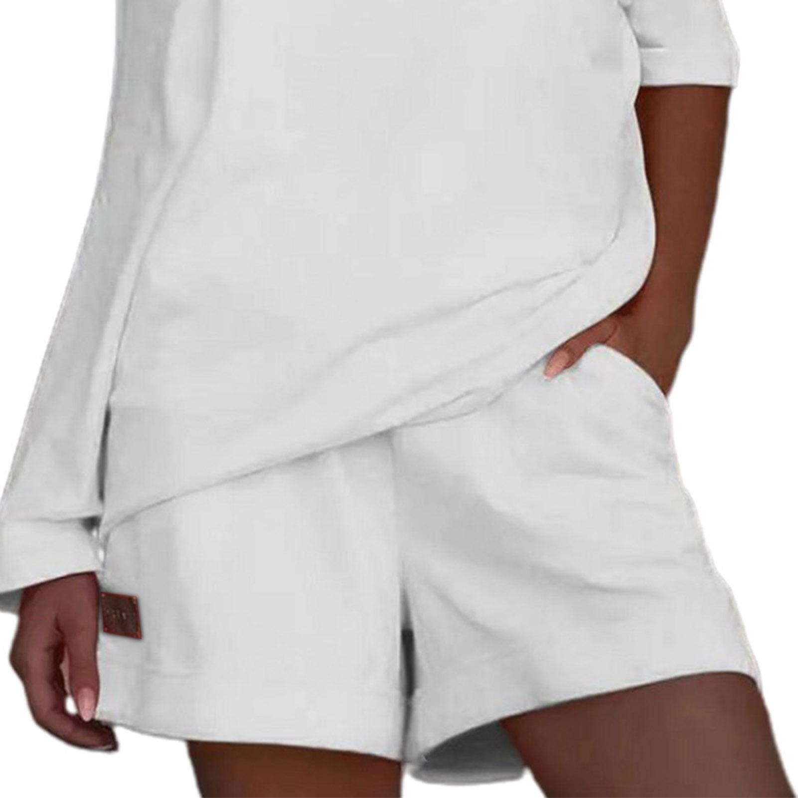 Женский летний однотонный спортивный костюм из 2 шт./компл. — фото 11