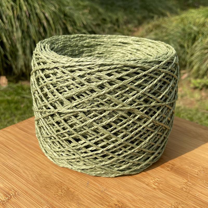 150g Natural Cotton Raffia Yarn for Hand Crochet Knitting Summer Hats Bags Diy Straw Sandals Fluffy Paper Grass Thread Beige
