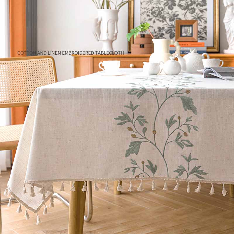 

Цветочная свежая простая вышивка имитация хлопка льна столовая бытовая износостойкая водонепроницаемая скатерть 140 * 140cm