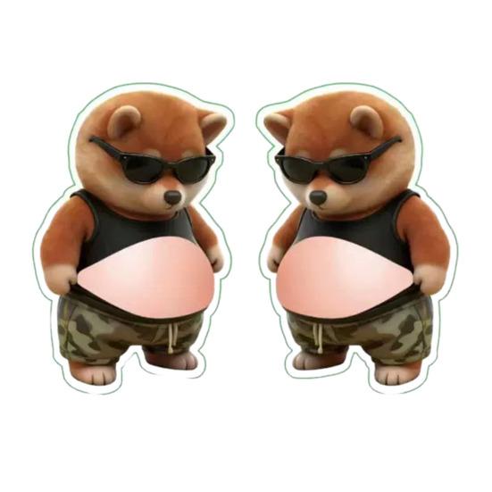 

1 Pair Elastic Belly Animal Sticker Anxiety Stress Relief Fat Tummy Dog Cat Horse Decal Pinch Silicone Belly Animal Anti-collision Sticker G