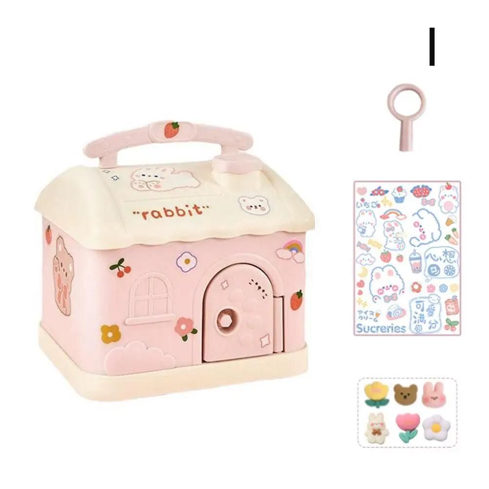 Cute Cartoon House Piggy Rabbit Bank Cute Save Box For Kids With DIY Stickers Home Decoration Children Birthday Gifts