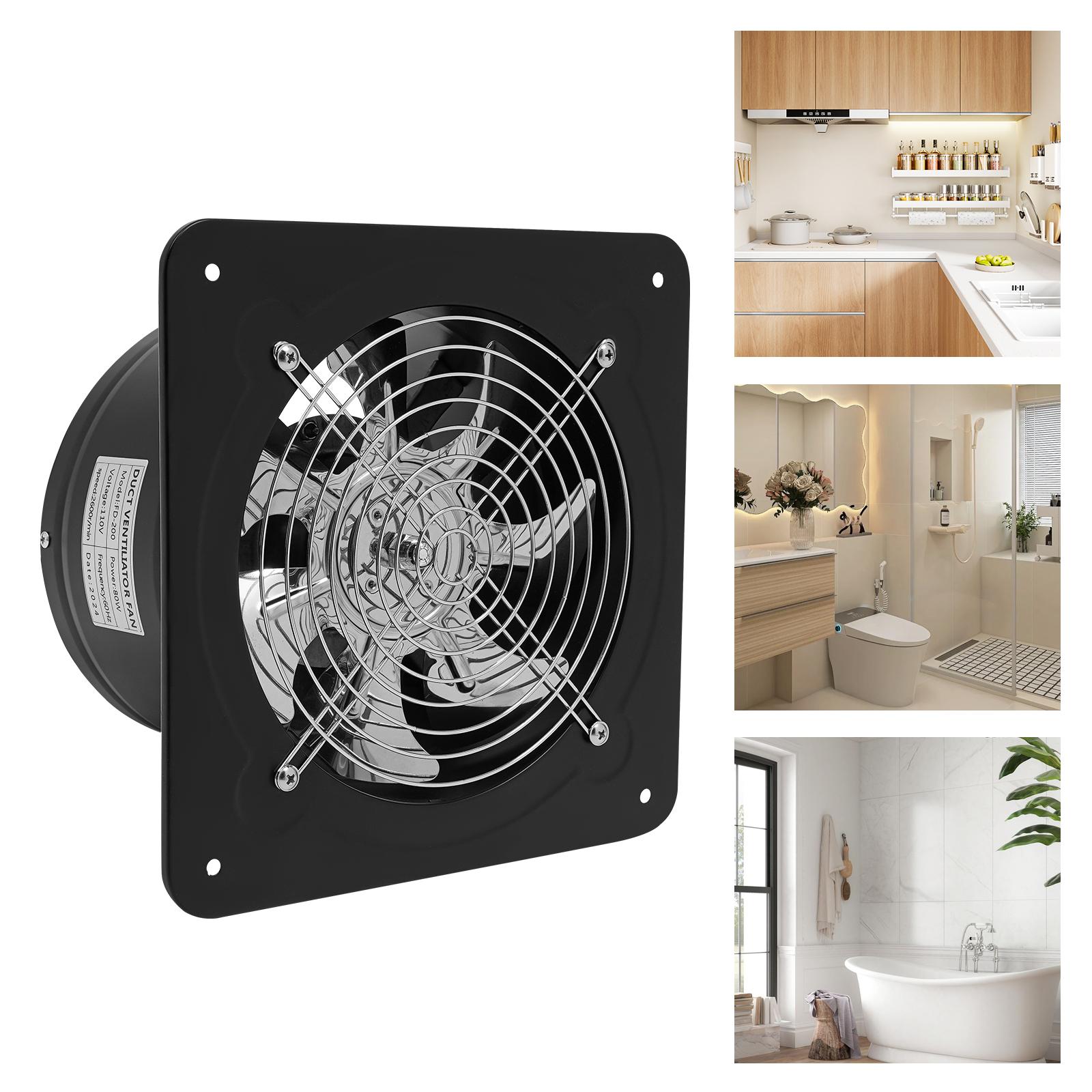 

8 Inch Cast Iron Exhaust Fan,110V Black Rectangular Portable Ventilation Fan Wall Mounted for Workshops,Basements чорний