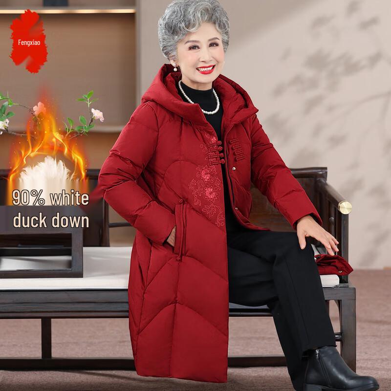 

Национальный стиль для пожилых женщин, зимний пуховик средней длины L