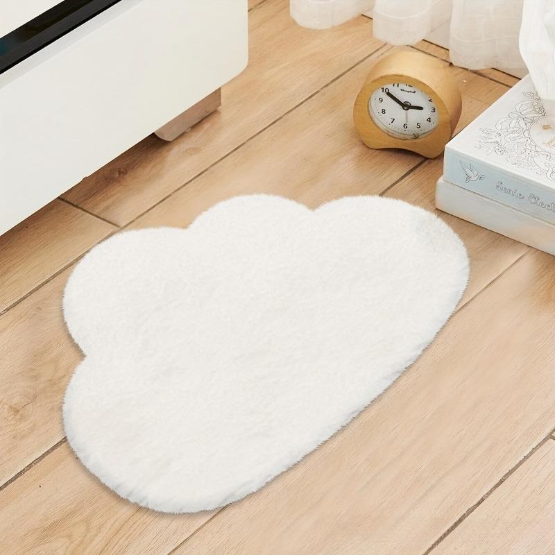 1pcs Faux Rabbit Fur Polyester Rug Irregular Woven Machine Washable Carpet for Living Room Bedroom Study Solid Color Floor Mat