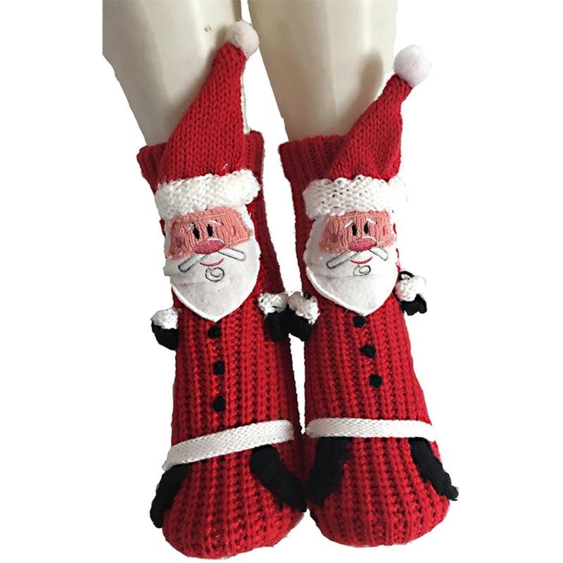 Knitted Festival Stocking Cartoon Christmas Socks Anti Slip Cotton Warm Winter Socks For Christmas Teen Decoration